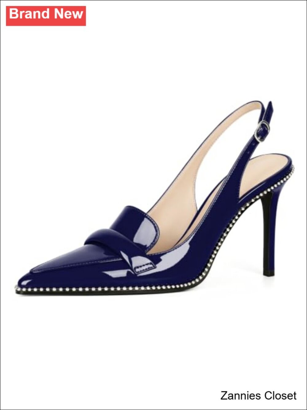 ✨ Esvowido Slingback Heels Women Stilettos Beaded Pointed Toe Slip On Pumps
